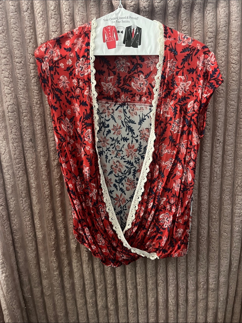 Democracy Red Floral Lace-Trim Camisole